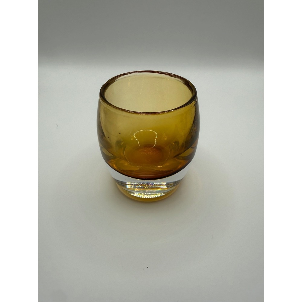 Crate & Barrel Amber Glass Votive Candle Holder DIVA Made in Poland